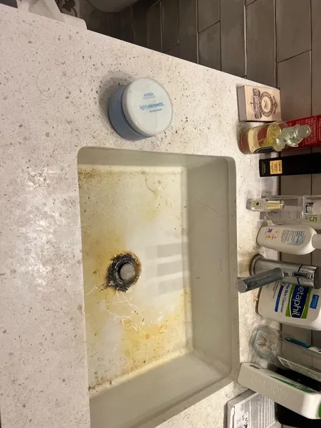 Bathroom sink before cleaning — BrightWay cleaning gallery